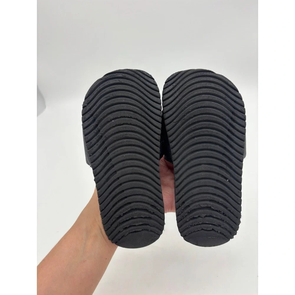 NIKE Boys Slides Toddler Black White Swoosh Kids Sandals Kawa Shoe Beach 12 Pool